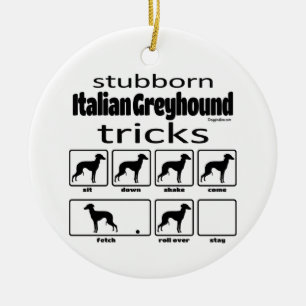 Ornamento De Cerâmica Truques de Galgo Italiano Stubborn