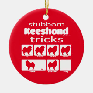 Ornamento De Cerâmica Truques de Keeshond Stubborn