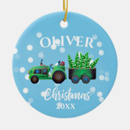 Ornamento De Cerâmica Truques de Natal Foto de Crianças Azuis Bonitas