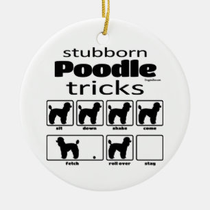 Ornamento De Cerâmica Truques de Poodle Stubborn