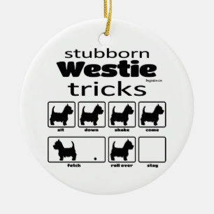 Ornamento De Cerâmica Truques de Westie Teimosos