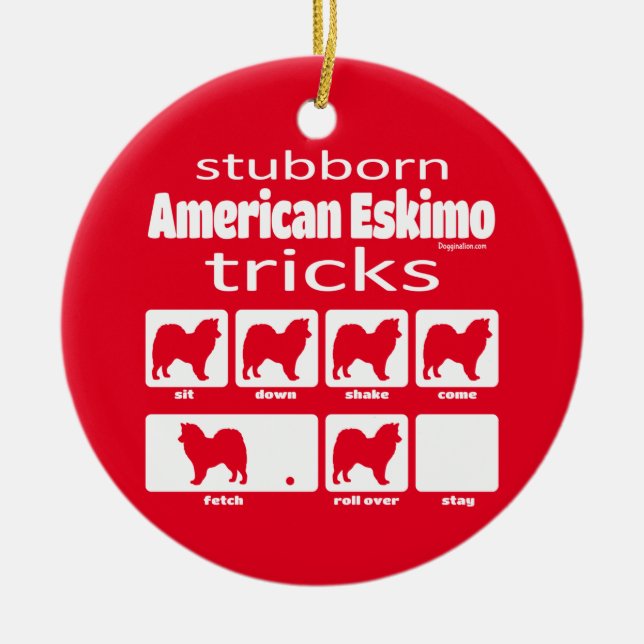 Ornamento De Cerâmica Truques Eskimo Americanos Stubborn (Frente)