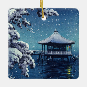 Ornamento De Cerâmica Tsuchiya Koitsu - Neve no Ukimido em Katada