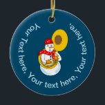 Ornamento De Cerâmica Tuba Snowman<br><div class="desc">Um sousaphone tocador de neve vestindo um cachecol de notas de música é um design de presente musical engraçado para o inverno para músicos de baixo nível,  professores de música e estudantes no coro de tuba,  concertos e bandas de marchar.</div>