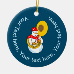 Ornamento De Cerâmica Tuba Snowman