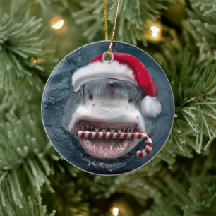 Ornamento De Cerâmica Tubarão de Natal