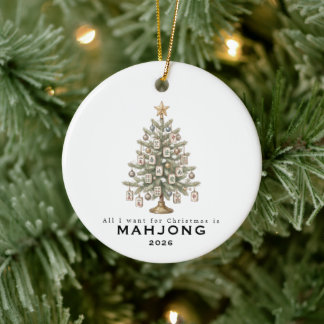 Ornamento De Cerâmica Tudo Que Eu Quero no Natal É Mahjong Piada de Fim 