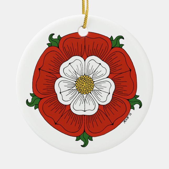 Ornamento De Cerâmica Tudor Rosa (Frente)