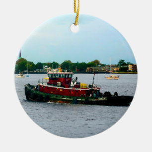 Ornamento De Cerâmica Tugboat Norfolk VA