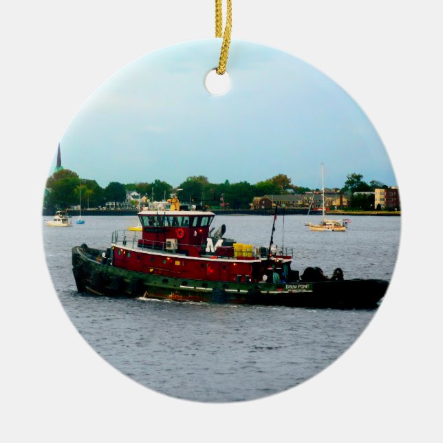 Ornamento De Cerâmica Tugboat Norfolk VA (Frente)