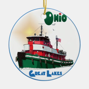 Ornamento De Cerâmica Tugboat Ohio