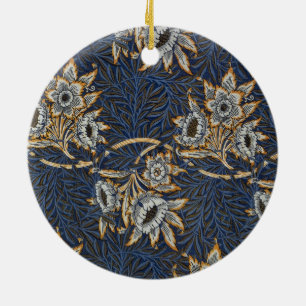 Ornamento De Cerâmica Tulipa de William Morris no padrão Willow em azul 