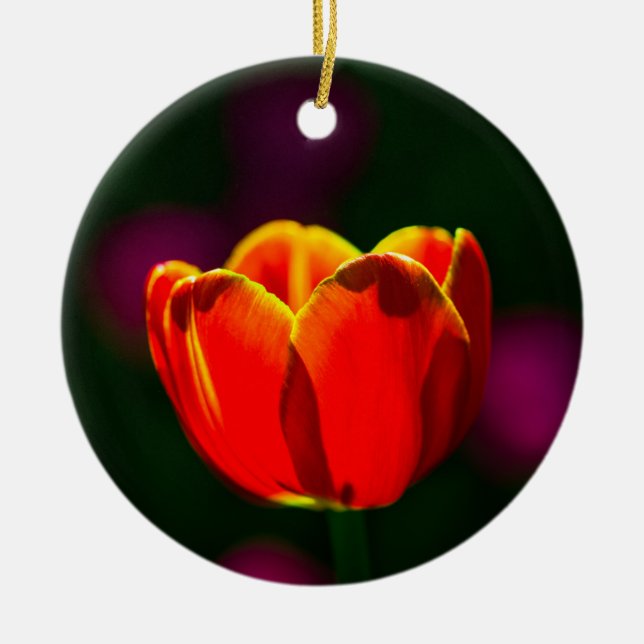 Ornamento De Cerâmica tulipa vermelha (Frente)