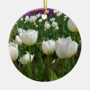 Ornamento De Cerâmica Tulipas brancas em campo, Oregon