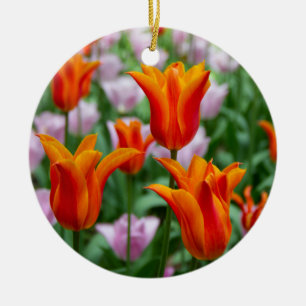 Ornamento De Cerâmica Tulipas laranja-claras no parque