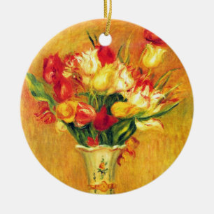 Ornamento De Cerâmica Tulipas por Pierre Renoir, arte do impressionismo