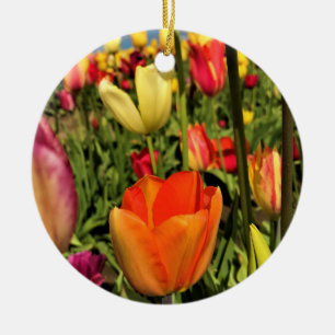 Ornamento De Cerâmica Tulipas Primavera coloridas