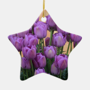Ornamento De Cerâmica Tulipas roxas bonitas do primavera
