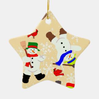 Ornamento De Cerâmica Tumblin" Snowmen Ornament