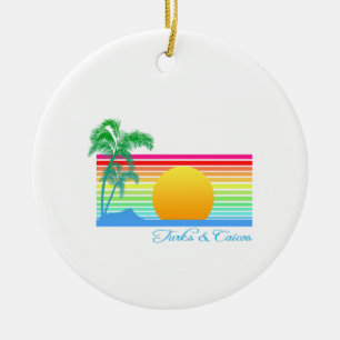 Ornamento De Cerâmica Turcos Caicos do por do sol da praia
