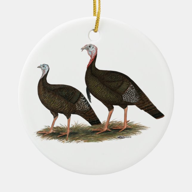 Ornamento De Cerâmica Turkeys East Wild Pair (Frente)