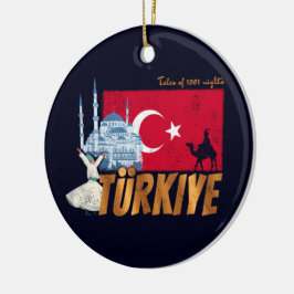 Ornamento De Cerâmica Türkiye Istambul Vintage Flag Turquia Souvenir