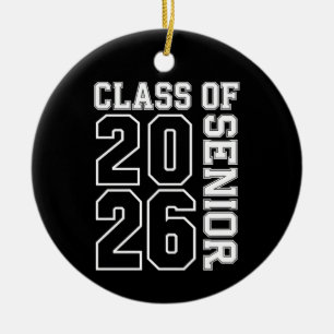 Ornamento De Cerâmica Turma De 2026 Graduados Formatura Preto E Branco