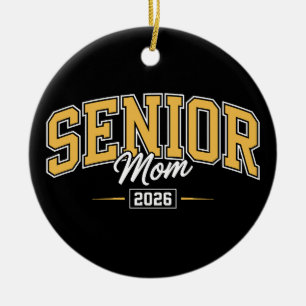 Ornamento De Cerâmica Turma De 2026 Mãe Sênior Dourado Amarelo Graduação