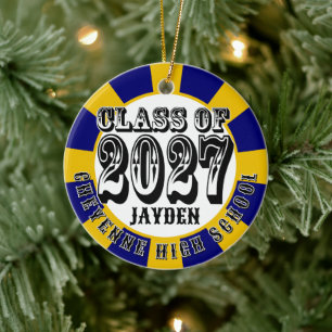 Ornamento De Cerâmica Turma de 2027 Foto Graduação Ocidental