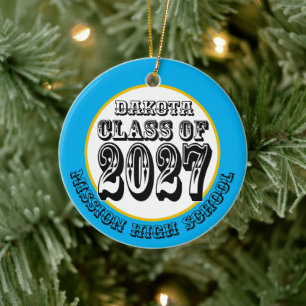 Ornamento De Cerâmica Turma de 2027 Foto Graduação Ocidental