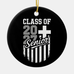 Ornamento De Cerâmica Turma de Formatura de 2027 Bandeira Americana Cris