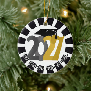 Ornamento De Cerâmica Turma Ouro Cinza de 2027 Foto Graduação