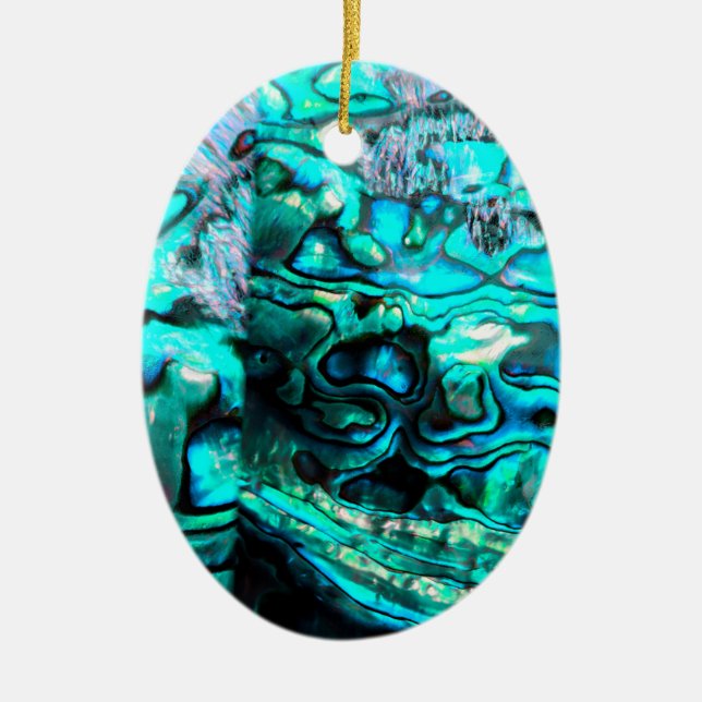 Ornamento De Cerâmica Turquesa abalone em pausa (Frente)