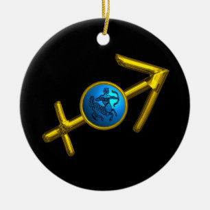 Ornamento De Cerâmica Turquesa do azul da JÓIA do ANIVERSÁRIO do ZODÍ