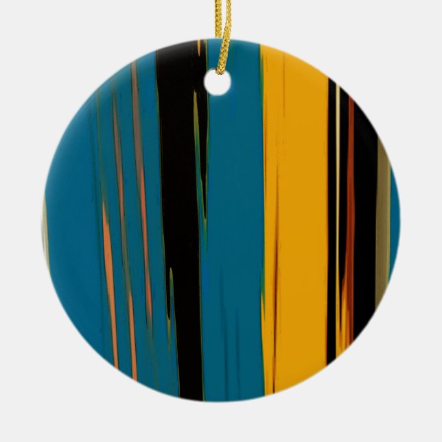 Ornamento De Cerâmica Turquesa Preta e Laranja Go! (Frente)