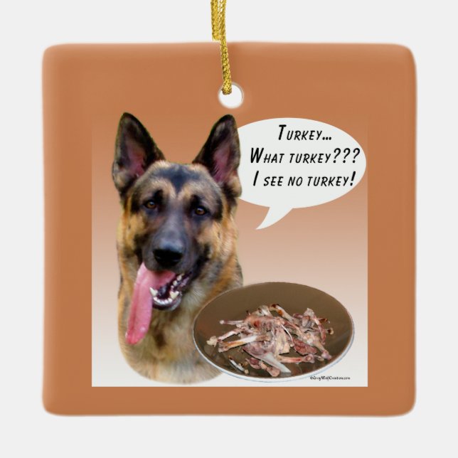 Ornamento De Cerâmica Turquia german shepherd (Frente)