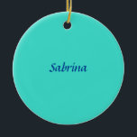 Ornamento De Cerâmica Turquoise Blue Professional Modern Name<br><div class="desc">Design profissional simples moderno</div>