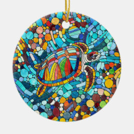 Ornamento De Cerâmica Turtle Colorful mosaico art
