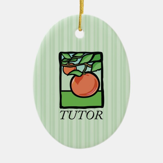 Ornamento De Cerâmica Tutor, Professor Agradecimento, Maçã (Frente)