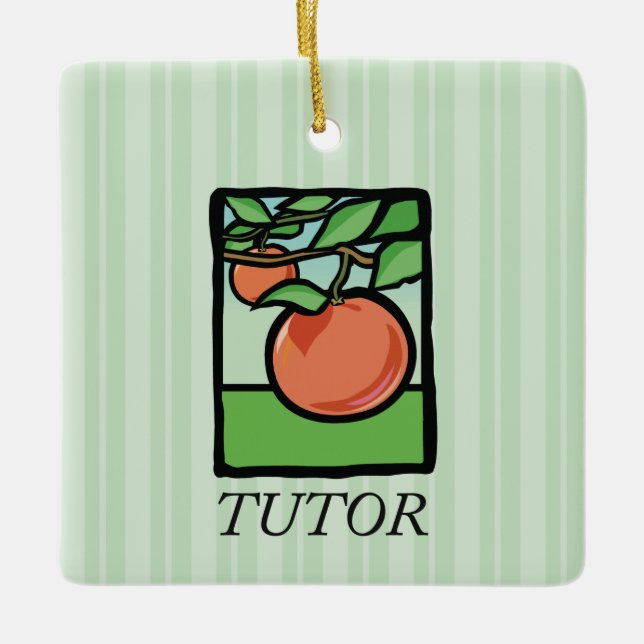 Ornamento De Cerâmica Tutor, Professor Agradecimento, Maçã (Frente)