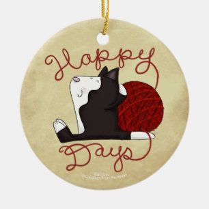 Ornamento De Cerâmica Tuxedo Cat - Dias Felizes