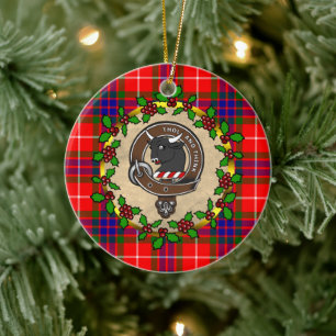 Ornamento De Cerâmica Tweedie Clan Crachá e Tartan Personalizado Natal