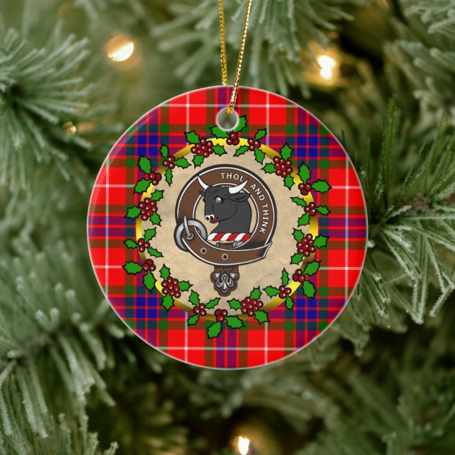 Ornamento De Cerâmica Tweedie Clan Crachá e Tartan Personalizado Natal (Árvore)