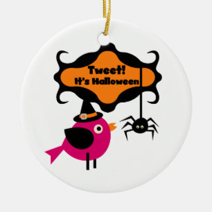 Ornamento De Cerâmica Tweet Halloween T-shirts e presentes