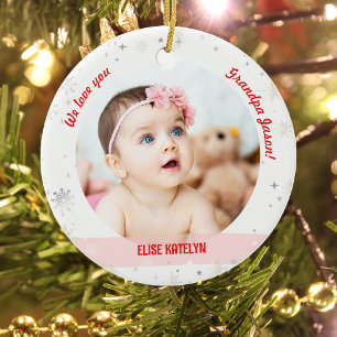 Ornamento De Cerâmica TwGirl Boy Fotografias Avô Primeiro Natal Bebê