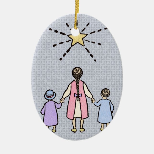 Ornamento De Cerâmica Twinkle Twinkle Pequena Viagem de Estrelas Rhyme (Frente)