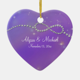 Ornamento De Cerâmica Twinkling infinito do amor do sinal cor-de-rosa do