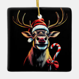 Ornamento De Cerâmica Two Sided Christmas Reindeer