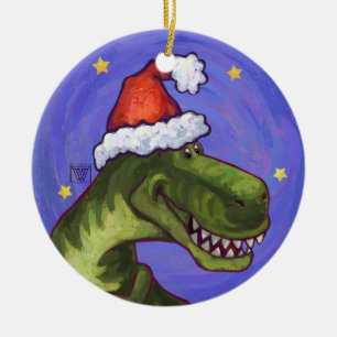 Ornamento De Cerâmica Tyrannosaurus Christmas