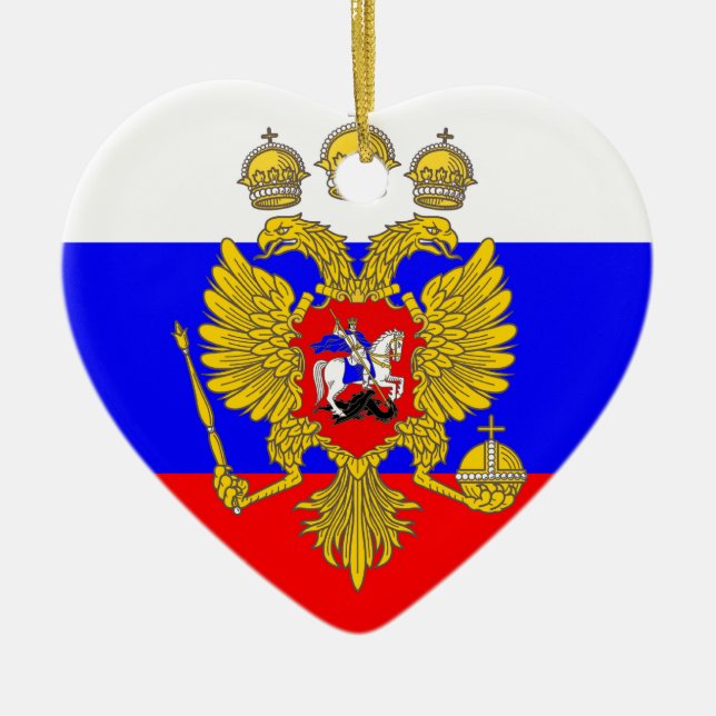 Ornamento De Cerâmica Tzar de Muscovia, bandeira de Rússia (Frente)